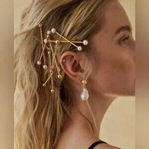 4 pc Minimalist Boho Pearl Hair Pin in Gold Tone